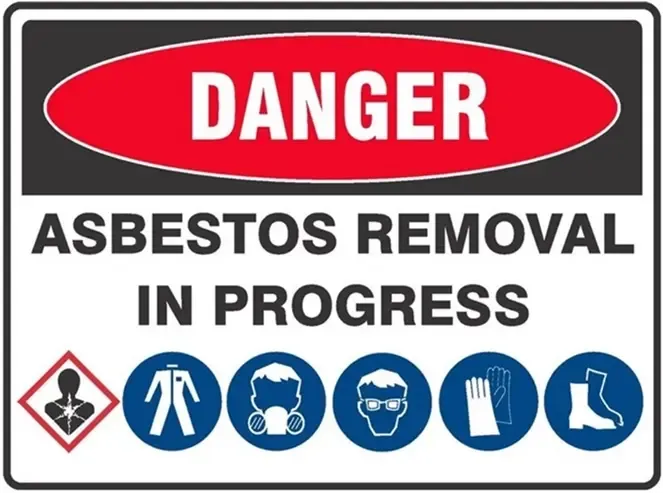 Asbestos removal work in progress showing safety protocols in action